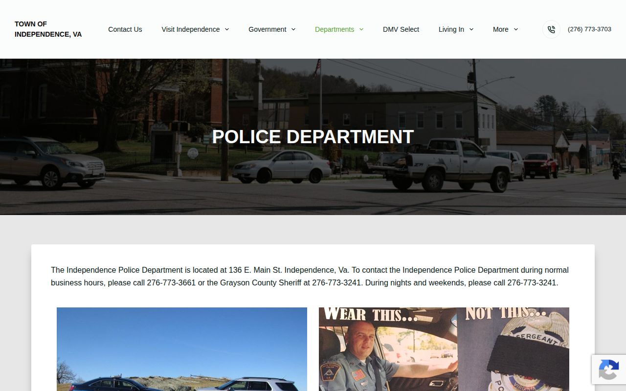 Grayson County Independence Police Department official contact and records-routing page