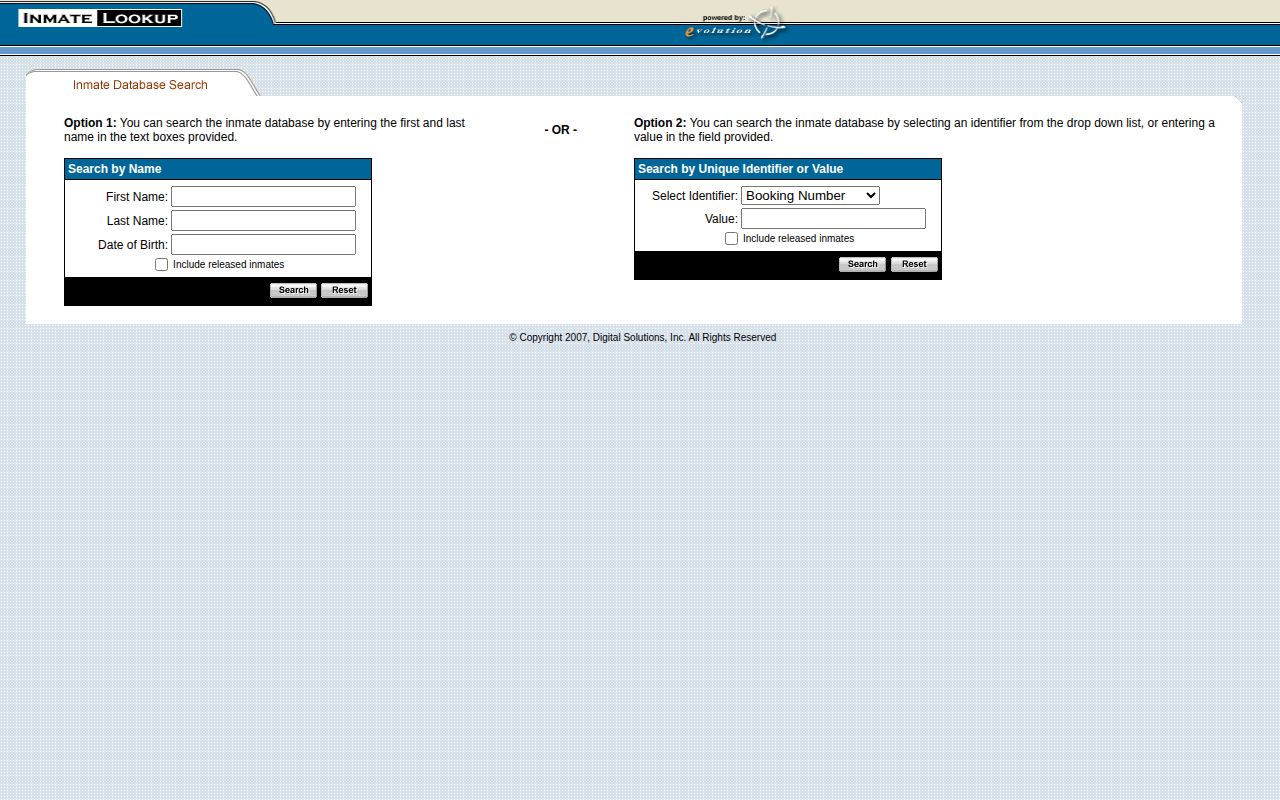 Grayson County regional custody record search fields on the NRVRJ inmate lookup