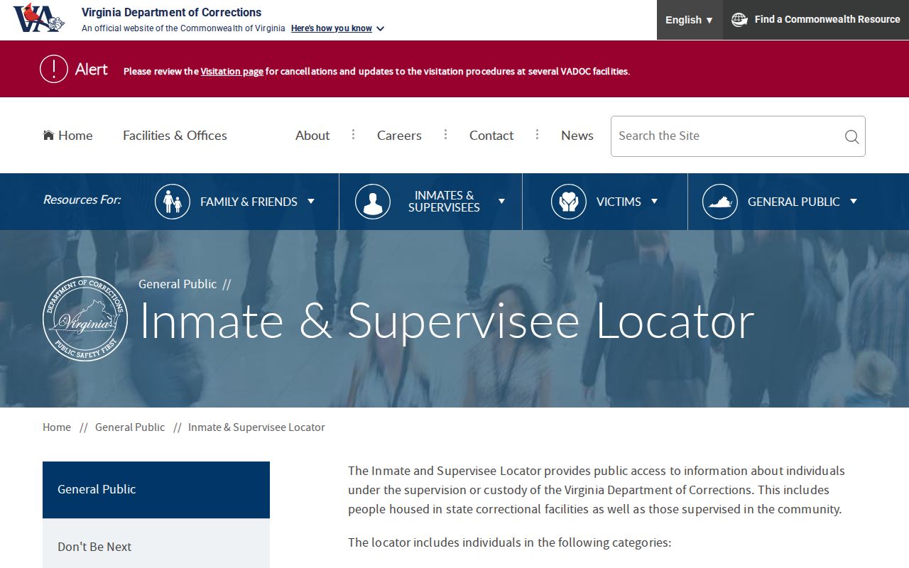 Grayson County later-state custody lookup through the Virginia Department of Corrections locator